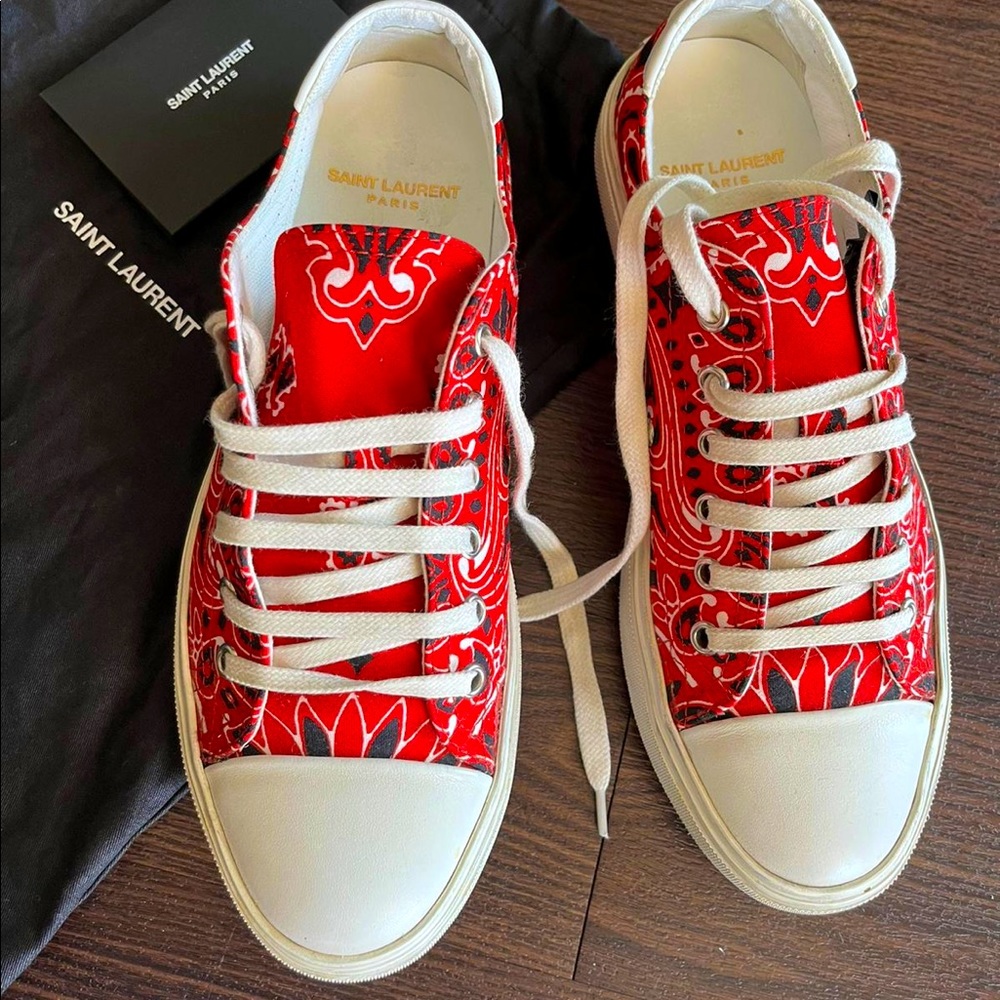 SAINT LAURENT | Bedford Printed Canvas low top sneakers | Size: 38.5